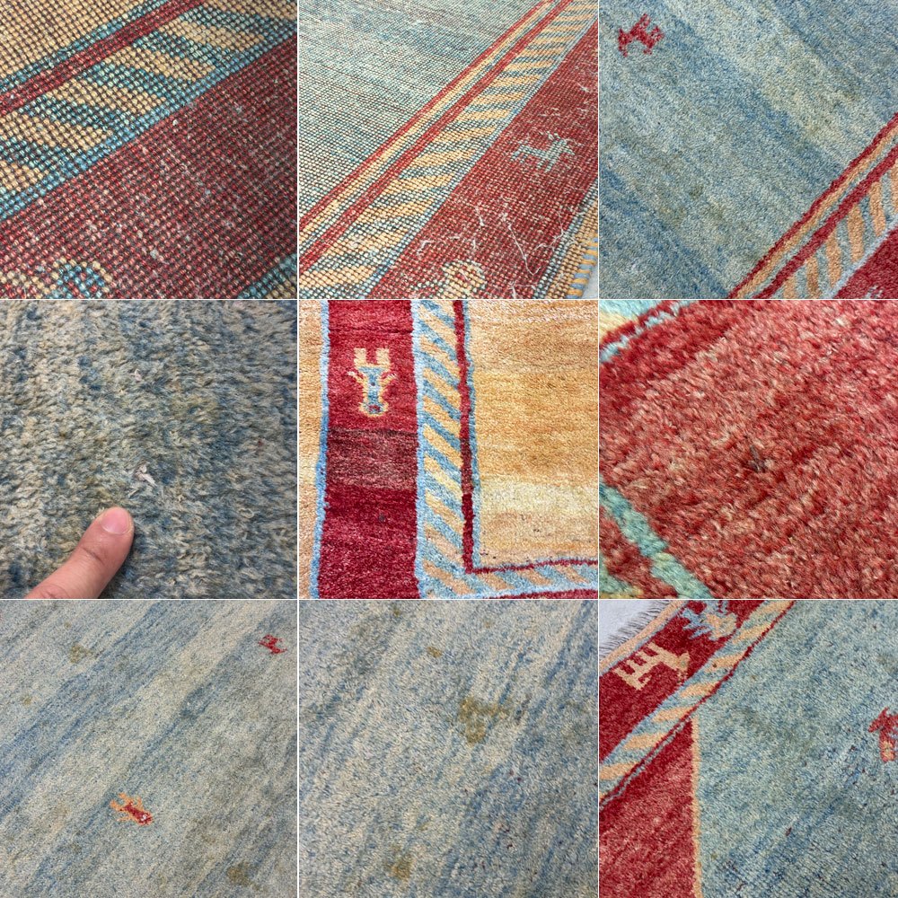 イラン ギャッベ GABBEH ラグ ウール 絨毯 カーペット ヤギモチーフ マルチカラー 赤 x 緑 x 黄 ●