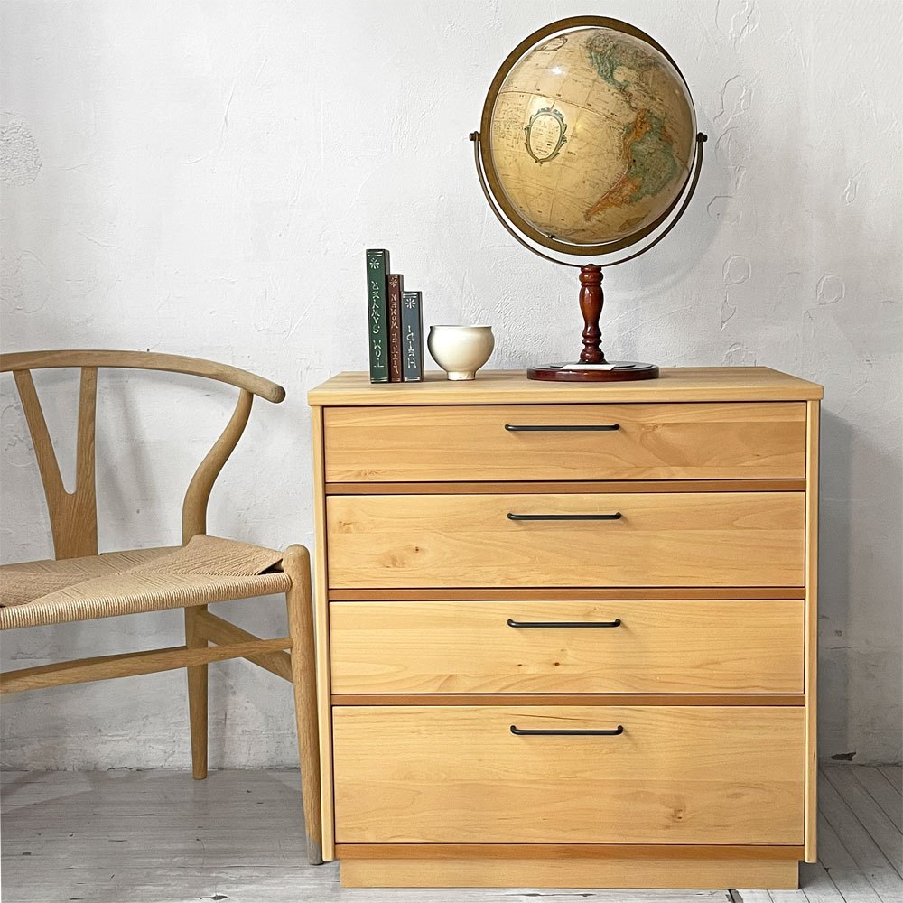 モモナチュラル MOMO Natural UNIT WOOD BASE ALDER W700 チェスト 抽斗4杯 ナチュラルテイスト 定価¥66.500- ★