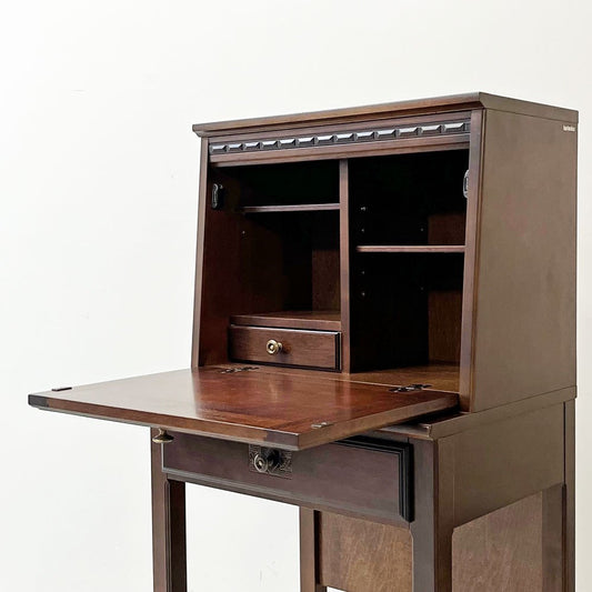 カリモク karimoku スモール ライティングデスク 書斎デスク ライティングビューロー キャビネット コロニアルデザイン 日本の老舗家具 ●