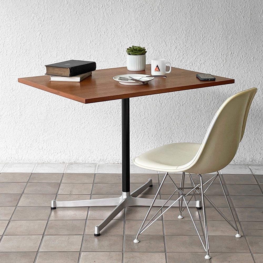 グリニッチ greeniche カフェテーブル Cafe Table 900×700 チーク材 突板 Xスチールレッグミッドセンチュリーデザイン ◇