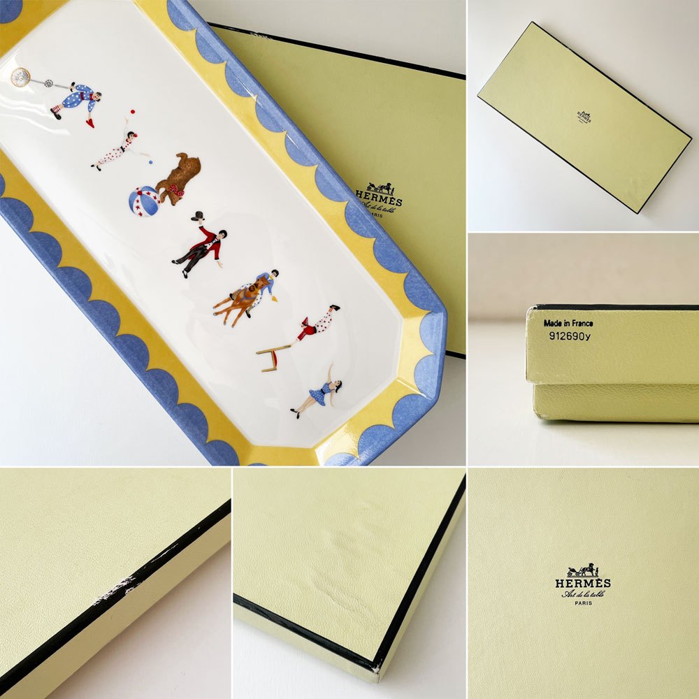 エルメス HERMES サーカス CIRCUS ラ・パレード La parade ロングプラター 長皿 プレート 35×17cm 箱付 フランス ◎