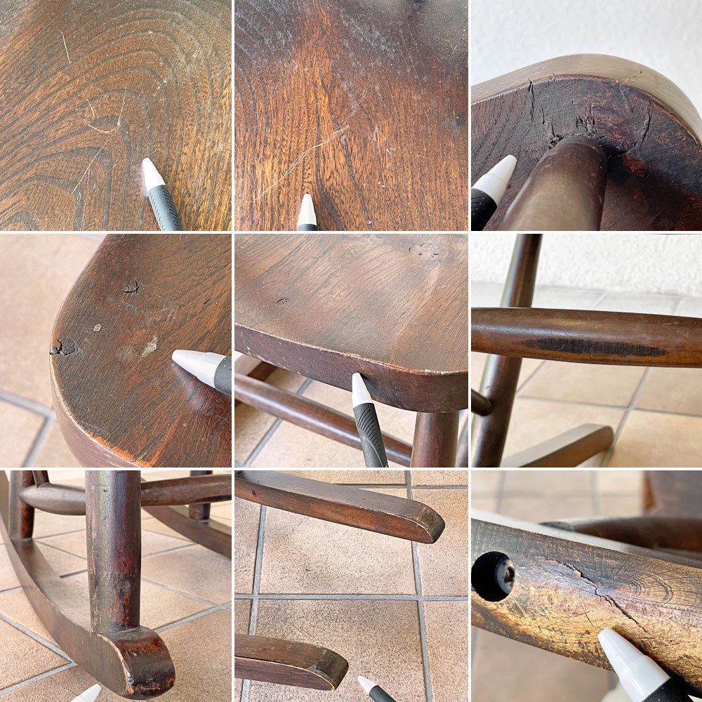 アーコール Ercol ロッキングチェア フープバック エルム材 ブルーラベル 1950年代 UKビンテージ 英国 ◇