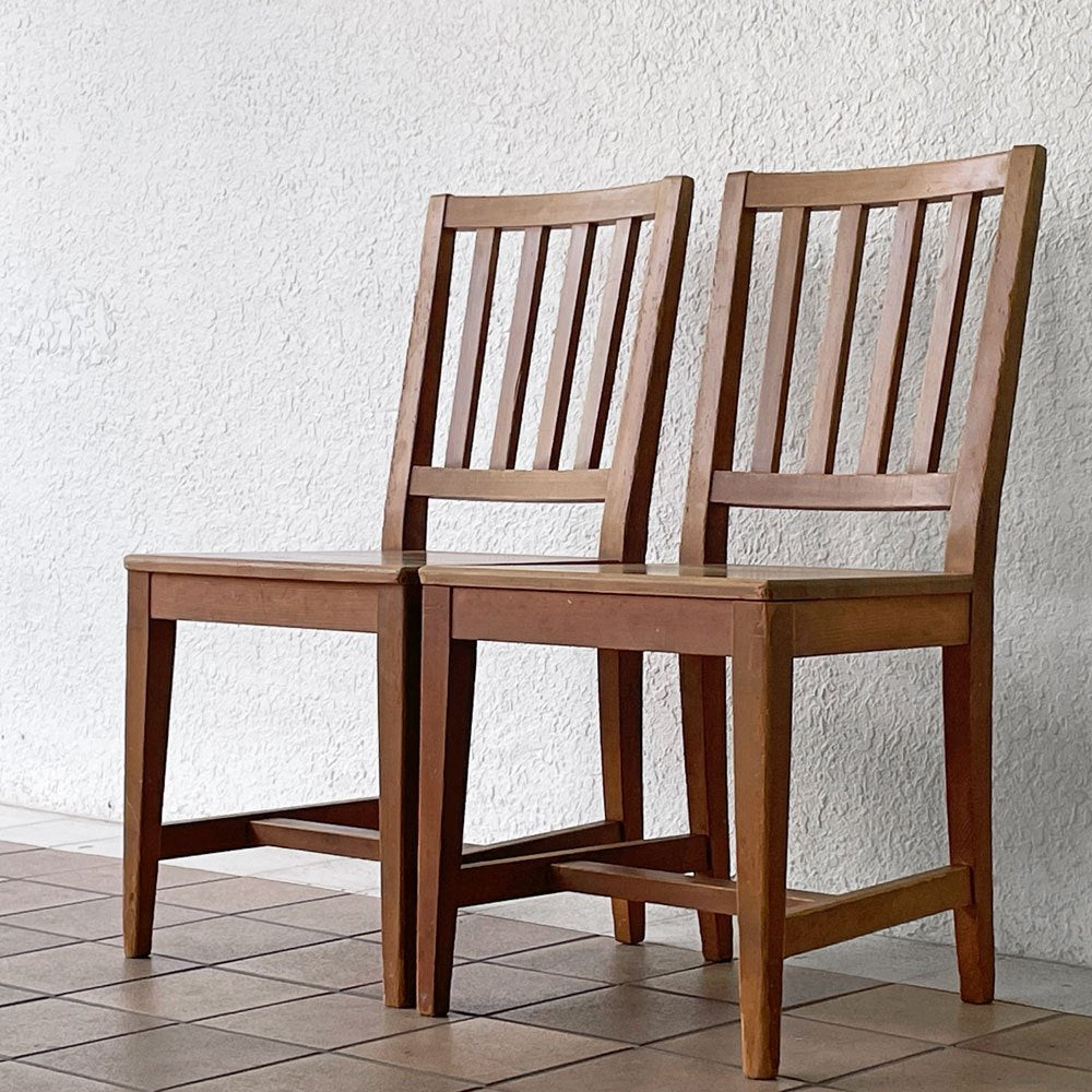 北の住まい設計社 ミッション Mission chair アームレス チェア パイン無垢材 板座 廃番 B ◇