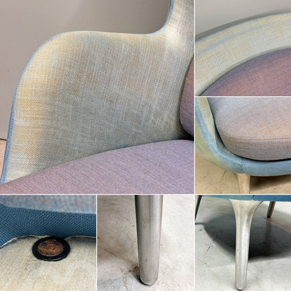 フリッツハンセン Fritz Hansen ロオチェア RO JH1 ラウンジチェア ハイバック Faded Denim Blue ファブリック アルミベース ハイメ・アジョン 北欧モダン ◎