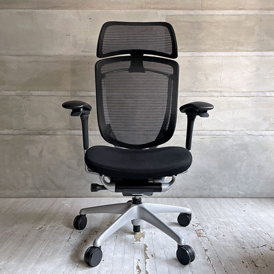 オカムラ okamura コンテッサセコンダ Contessa seconda CC87XR-FPC1 オフィスチェア デスクチェア エクストラハイバック ブラック 固定ヘッドレスト アジャストアーム ♪