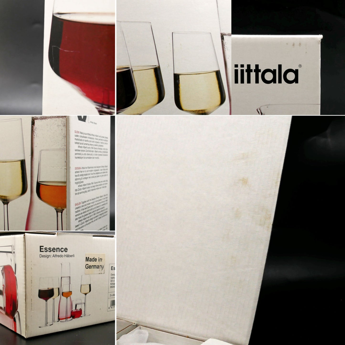イッタラ iittala エッセンス Essence ホワイトワイン グラス ペア アルフレッド・ハベリ Alfredo Haberli 北欧食器 箱付き 未使用保管品 A ●