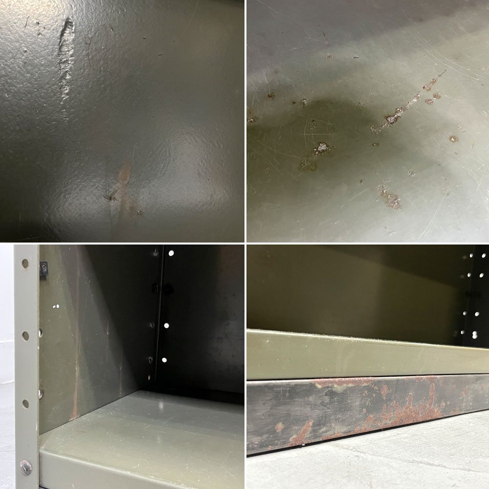 ビンテージ Vintage スチールシェルフ 3段 カーキ サイドボード オープンシェルフ シューズラック インダストリアル ●