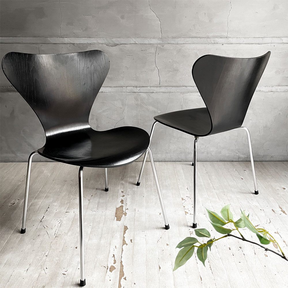 フリッツハンセン Fritz Hansen 3107 セブンチェア カラードアッシュ ブラック 80's ビンテージ vintage アルネ・ヤコブセン デンマーク B ♪
