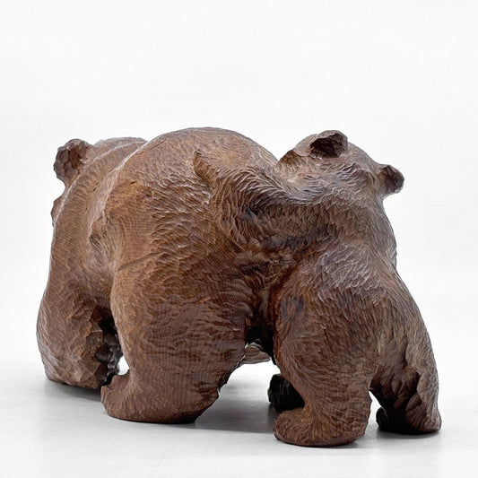 木彫り熊 親子熊 彫刻 オブジェ 置物 伝統工芸品 アイヌ 民芸 北海道 美宏作 ●