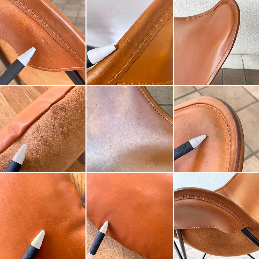 クエロ CUERO BKFチェア ビーケーエフ バタフライチェア ラウンジチェア 専用ピロー付 本革 スウェーデン 定価206,800円以上 ◇