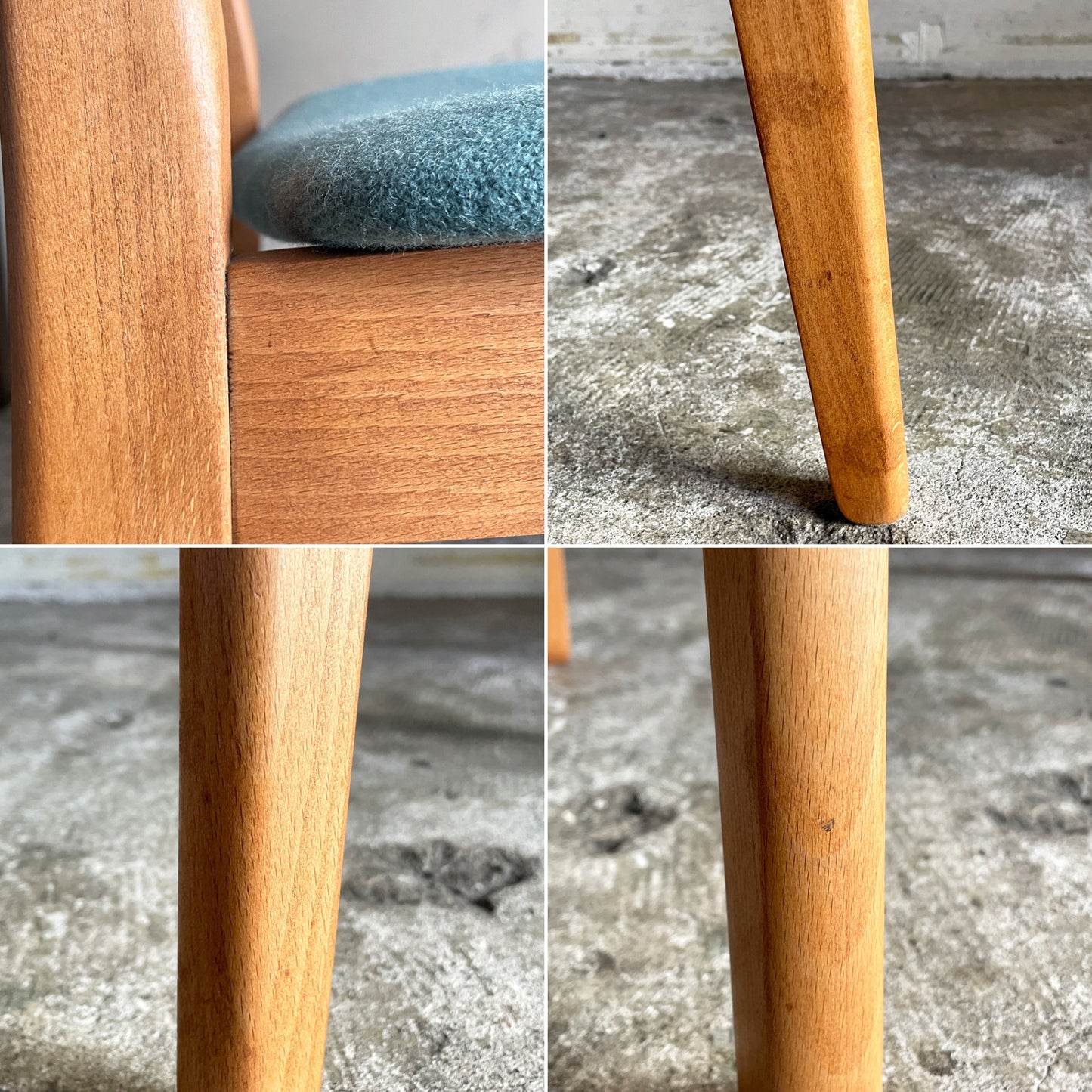 北欧ビンテージ Scandinavian vintage ダイニングチェア チーク材 x ビーチ材 ブルー系 ファブリック 北欧家具 ■