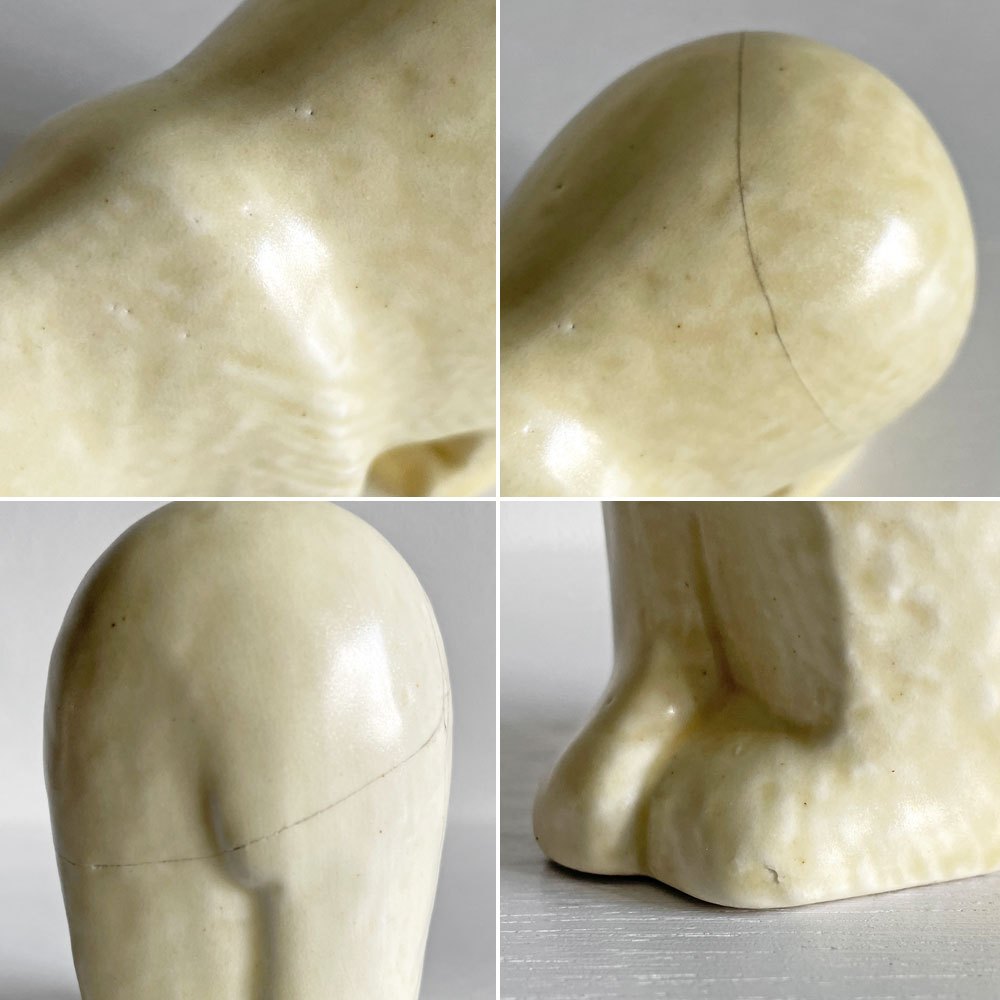 リサラーソン Lisa Larson ポーラーベア Polar Bear シロクマ 子熊 Sサイズ 陶製フィギュリン 復刻品 スウェーデン 北欧雑貨 補修あり 〓