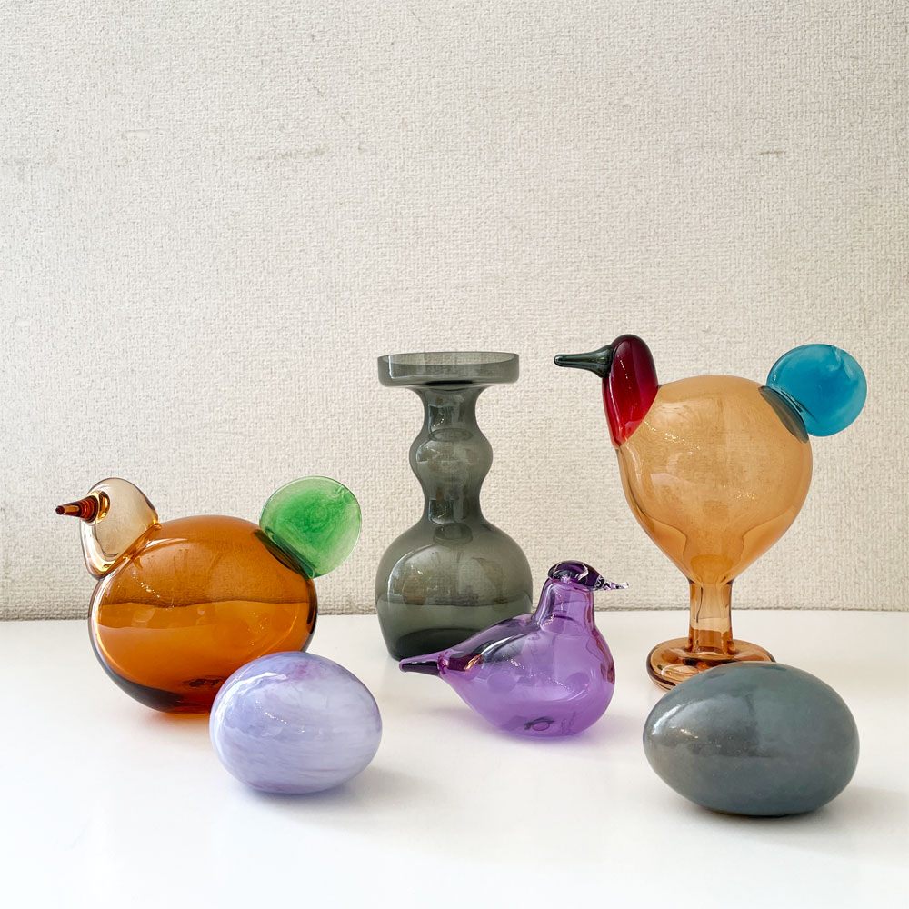 ヌータヤルヴィ Nuutajarvi ベース Vase 1483 フラワーベース 花瓶 グレー H18.5cm オイバ・トイッカ Oiva Toikka フィンランド 北欧ビンテージ ◎
