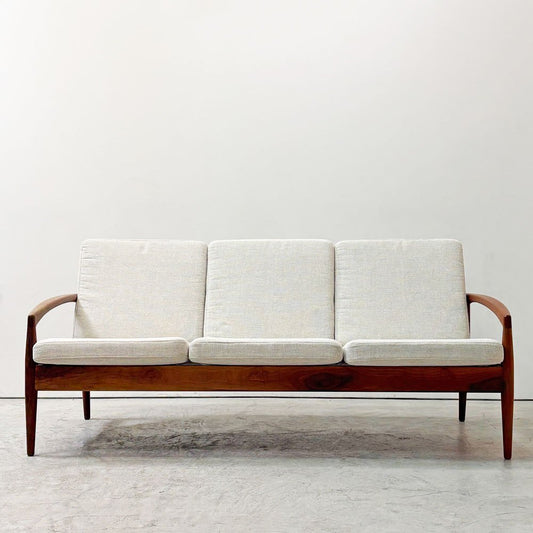 宮崎椅子製作所 ペーパーナイフソファ Paper Knife Sofa 3P 3人掛け ウォールナット材 ホワイト系 ファブリック カイ・クリスチャンセン ●