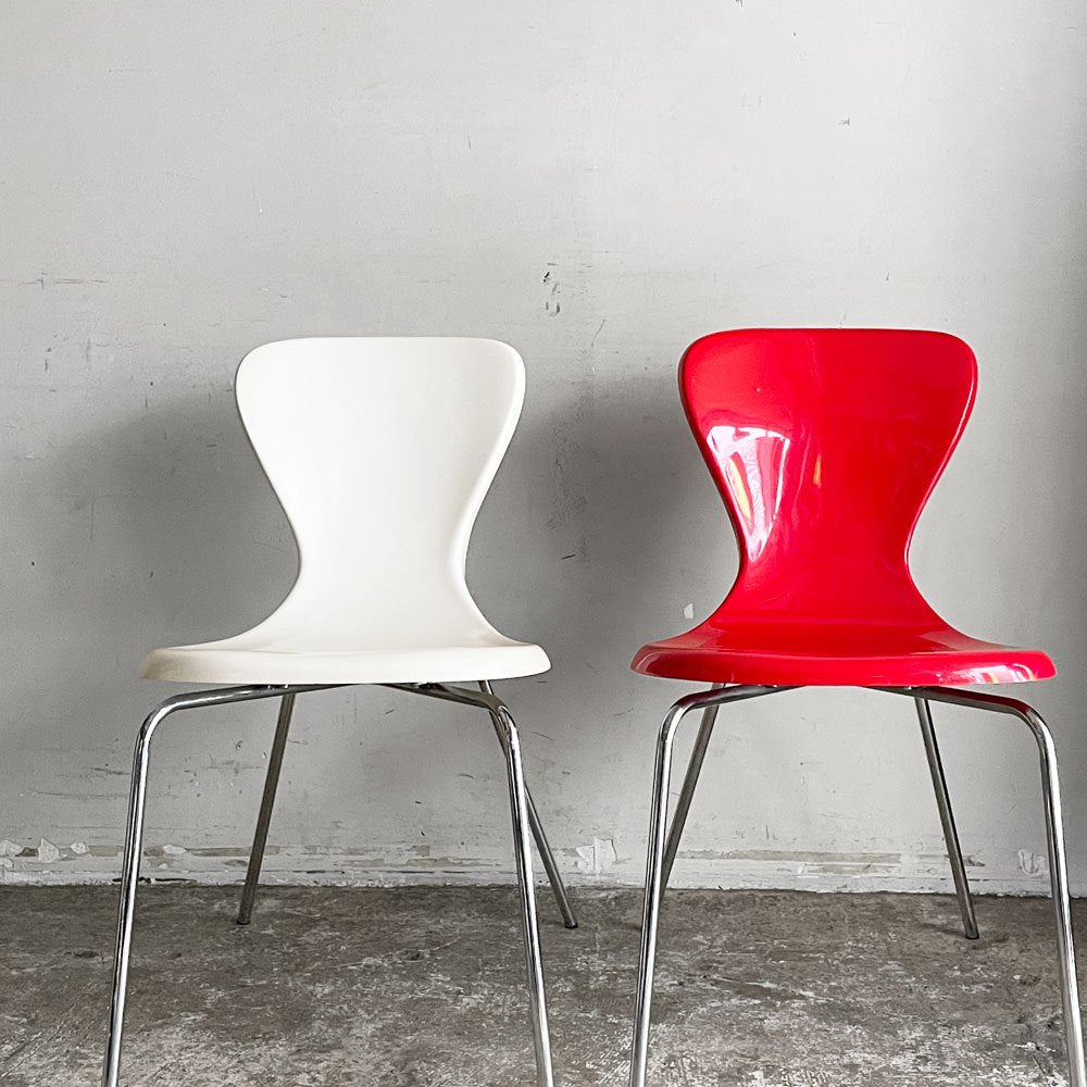 イデー IDEE ヨーンチェア YAWN CHAIR FRP ホワイト ダイニングチェア 岡嶌要 スペースエイジ 廃番 ■