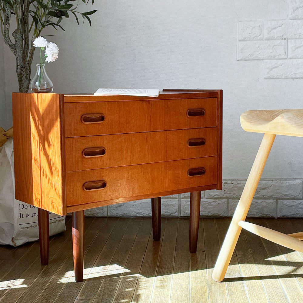 デンマークビンテージ Danish Vintage チーク材 スモール 3段 ドロワー チェスト サイドチェスト チーク材 北欧家具 ◎