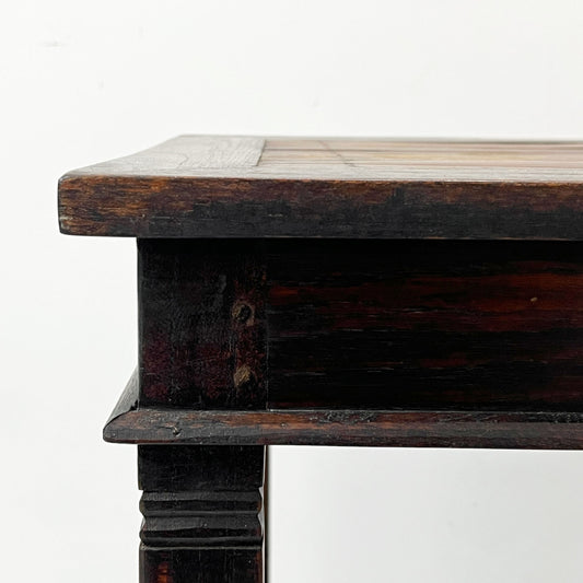 アジアン家具 サイドテーブル チーク古材 バンブー ナイトテーブル 花台 2段 ビンテージ リゾートテイスト ●