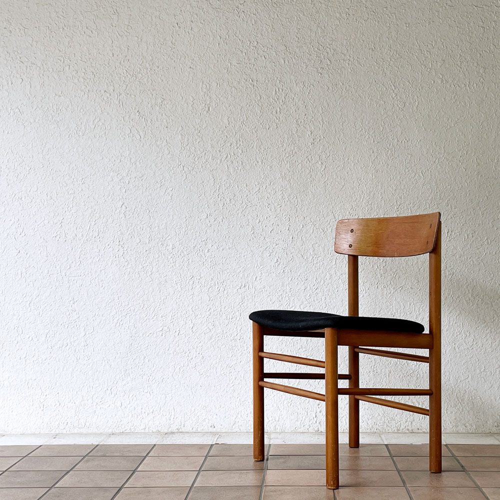 デンマーク ビンテージ Danish Vintage ファーストラップ FARSTRUP Model 211 ダイニングチェア チーク×ビーチ ファブリック ダークネイビー 北欧家具 ◇