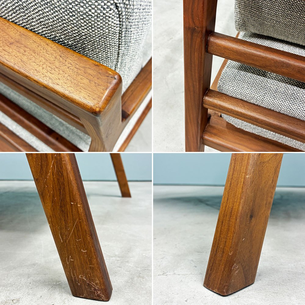 モーダエンカーサ moda en casa ニッセ NYSSE ラウンジチェア 1Pソファ ウォールナット ファブリック 北欧モダン ◎