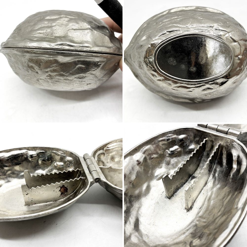 ビンテージ 銀メッキ くるみ割り器 ナッツクラッカー 10×13cm 飾り 店舗什器 ●