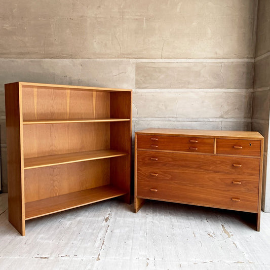 RY モブラー RY Mobler システムボード RY16+RY5 キャビネットチェスト+ブックシェルフ オープンシェルフ チークxオーク材 ハンス・J・ウェグナー デンマーク 北欧ビンテージ 上下分割可♪