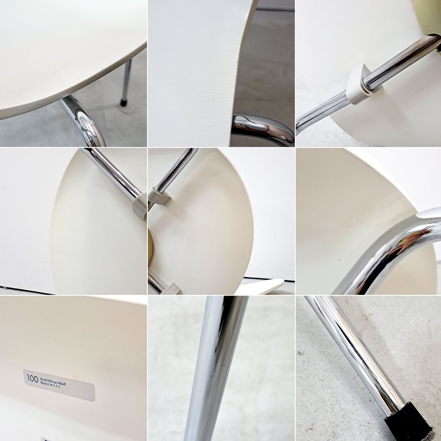 フリッツハンセン Fritz Hansen 3107 セブンチェア ホワイト ラッカー仕上げ スタッキング アルネ・ヤコブセン Arne Jacobsen デンマーク 北欧家具 A ●