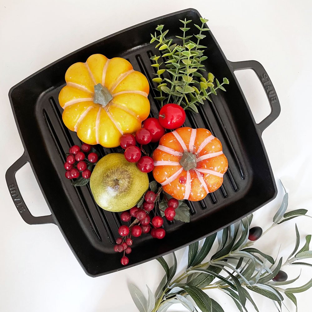 ストウブ STAUB ピュアグリル スクエア グリルパン ブラック 28cm 箱付 鋳物 フランス 定価¥27,500- ◎