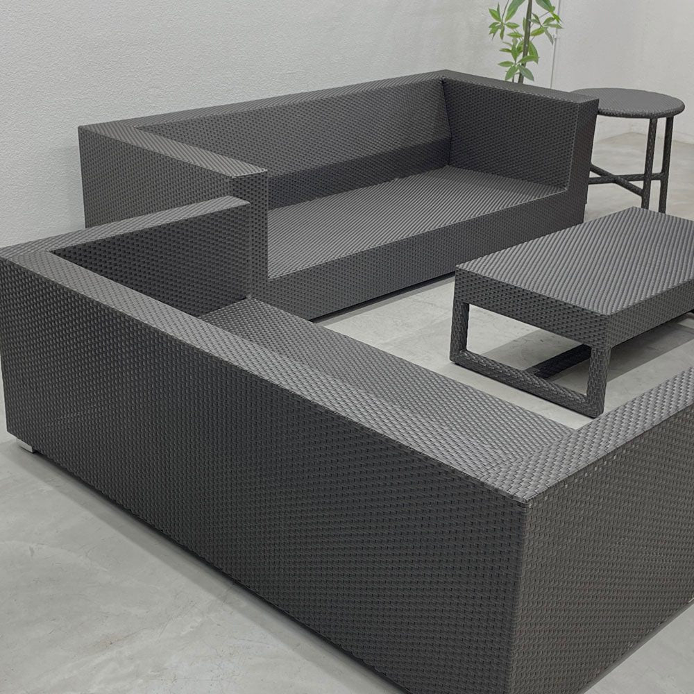 ワイス・ワイス WISE・WISE ミロ 3シーターソファ MIRO SV-101 アルミ脚 プラスチックコード 屋外使用可能 クッション無 定価 36万 B 〓