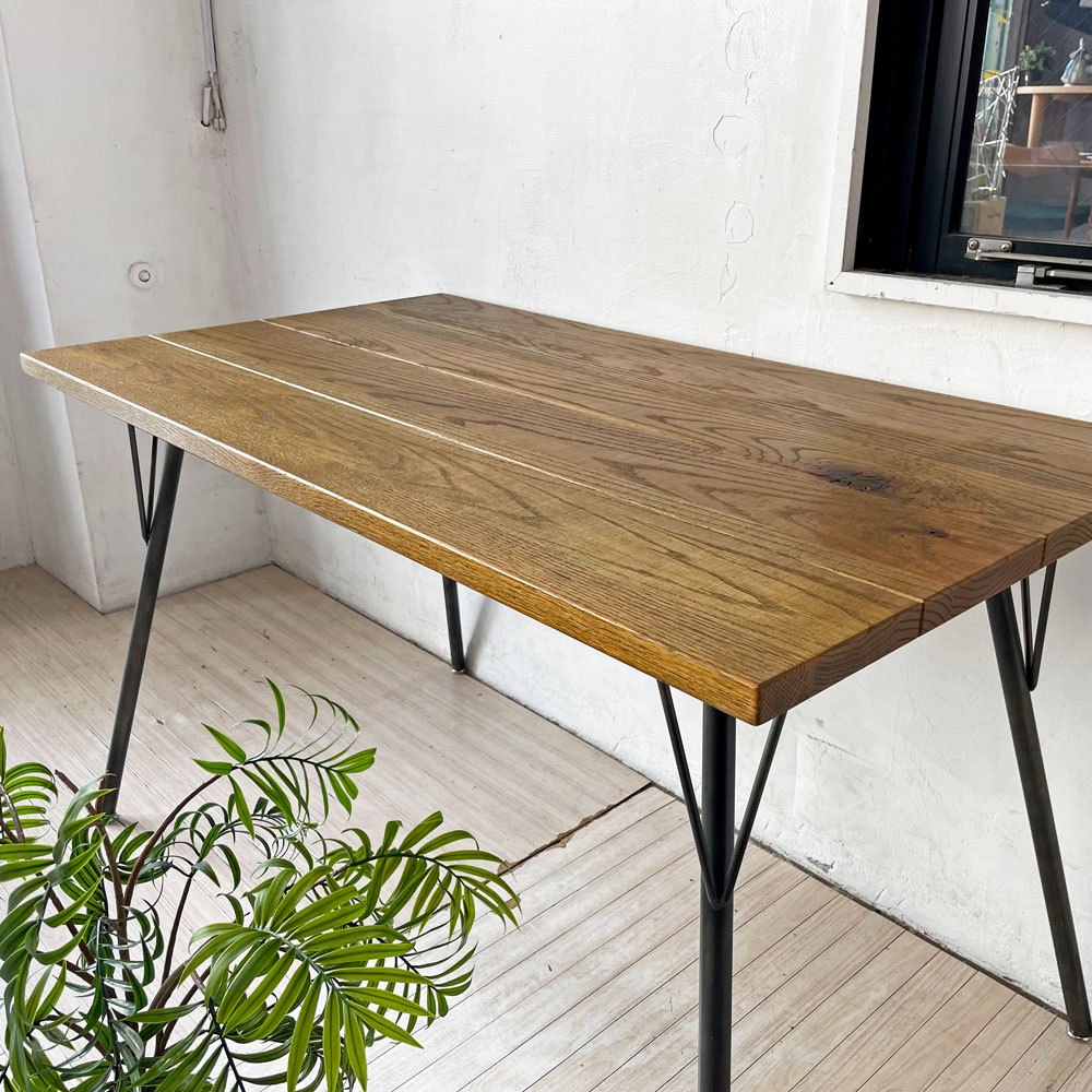 ジャーナルスタンダードファニチャー j.s.F サンク SENS ダイニングテーブル Sサイズ W120cm オーク無垢材 スチール脚 インダストリアル 廃番モデル ★