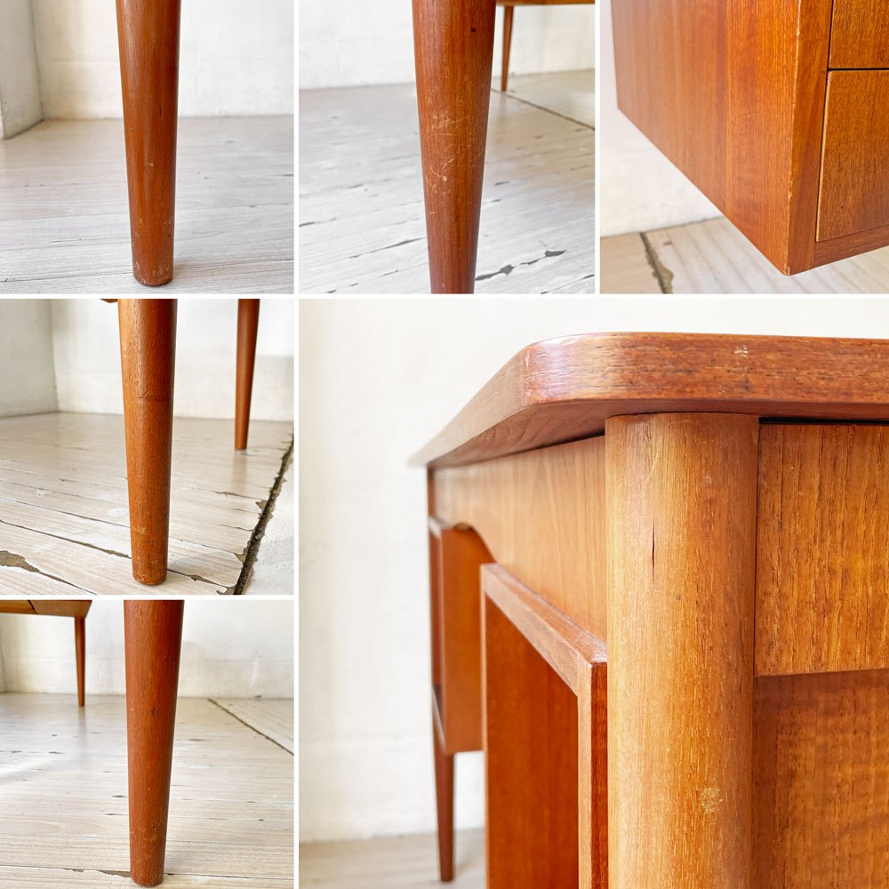デンマークビンテージ Danish Vintage チーク材 6ドロワー 両袖デスク 6dr Teak Double sleeve desk 背面収納 北欧家具 ★