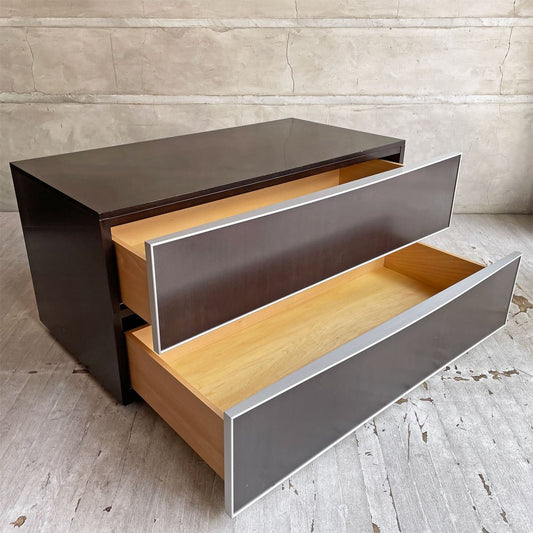 アルフレックス arflex コンポーザー COMPOSER ローチェスト 2段 ローボード ソフトクローズ ブラウン×シルバー モダンデザイン イタリア ♪