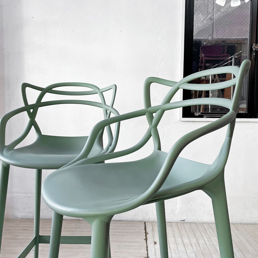カルテル Kartell マスターズ スツール 75 Masters stool 75 カウンターチェア セージグリーン フィリップ ・ スタルク Philippe Starck イタリア 定価¥76,400- A ★
