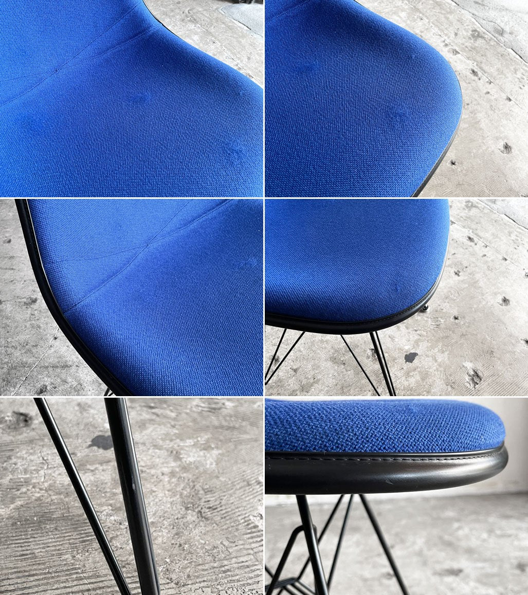 ハーマンミラー Herman Miller サイドシェルチェア FRP製 エッフェルベース ブルー アプホルスター イームズ ミッドセンチュリー B ■
