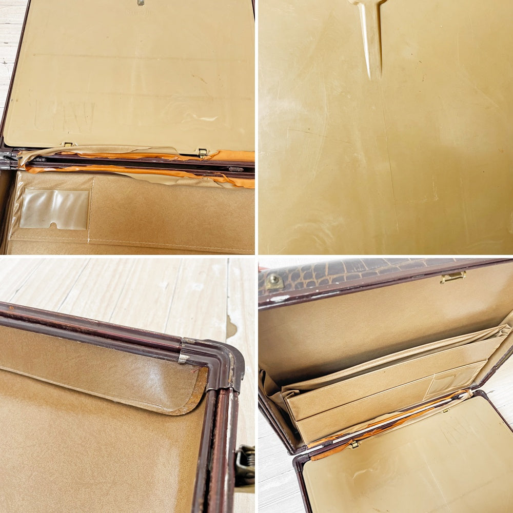 サムソナイト samsonite ビンテージ vintage トランク レザー 革製 ワニ革調 店舗ディスプレイ イメージ撮影 什器 ★