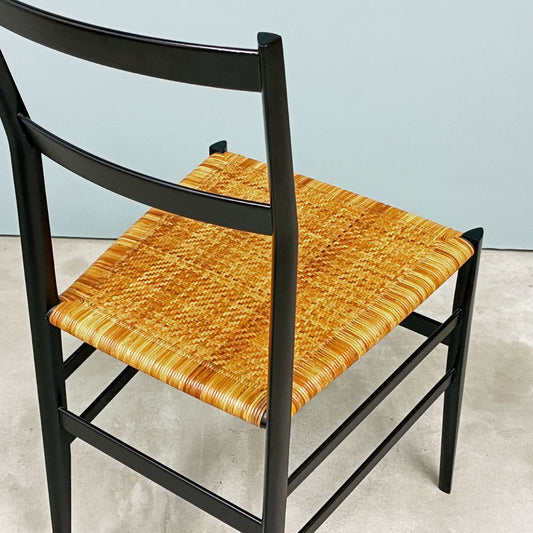 カッシーナ Cassina 699 スーパーレジェーラ SUPERLEGGERA チェア ダイニングチェア アッシュ材 ブラック 籐張り ジオ・ポンティ ◎