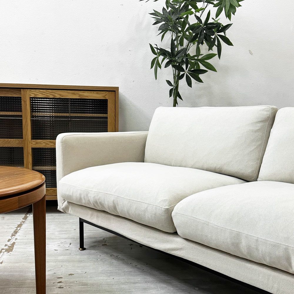 モモナチュラル Momo natural カレビ ソファ KALEVI SOFA 3P 3人掛け W175cm ホワイト系ファブリック シンプルモダンデザイン ●