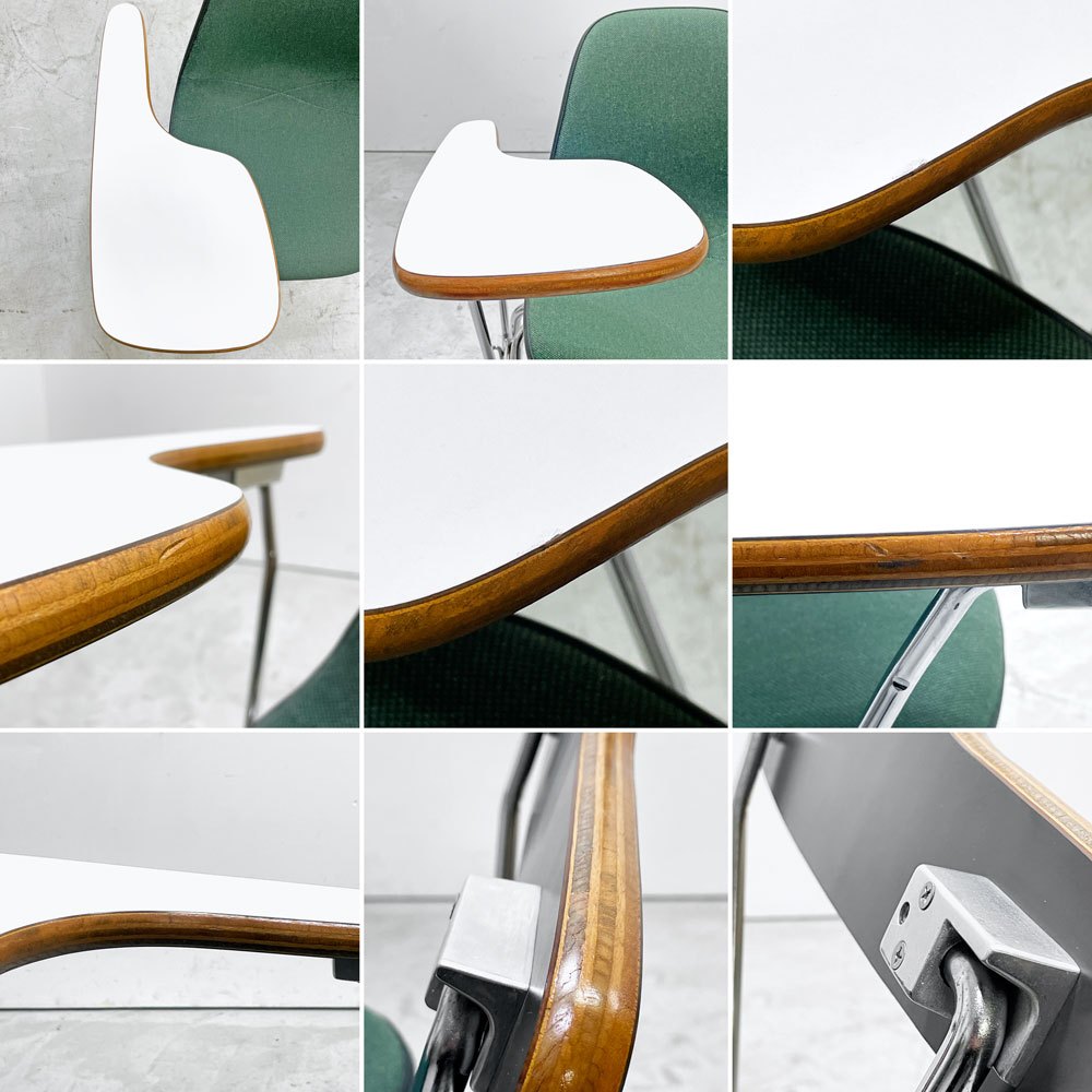 ハーマンミラー Herman Miller サイドシェルチェア セカンド 2nd ビンテージ アプホルスター スクールベース スタッキングベース 肘掛けテーブル付 イームズ ミッドセンチュリー C ●
