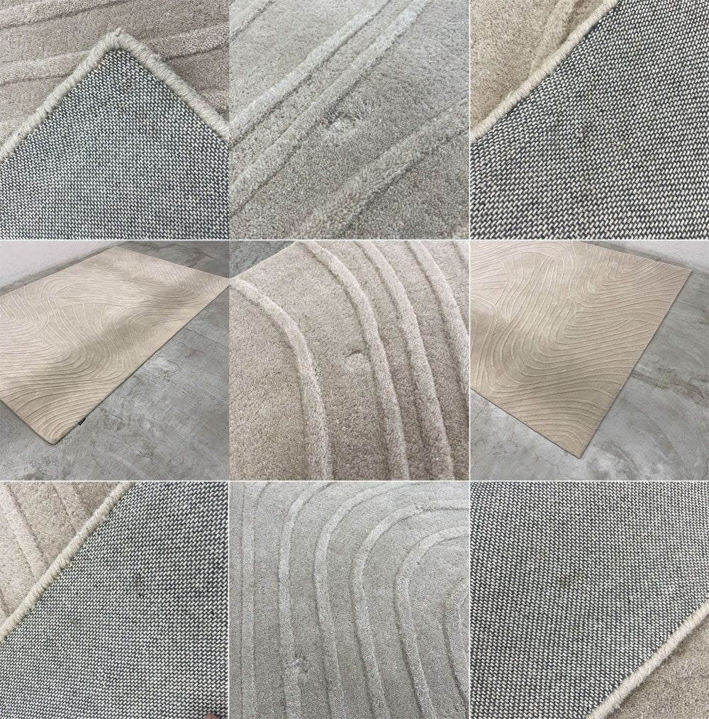 ボーコンセプト BoConcept リッジ Ridge ラグ 約200×300cm ウール100% カーペット 17.7万円 敷物 デンマーク 北欧デザイン 砂紋 和モダン 枯山水 ナチュラル 〓