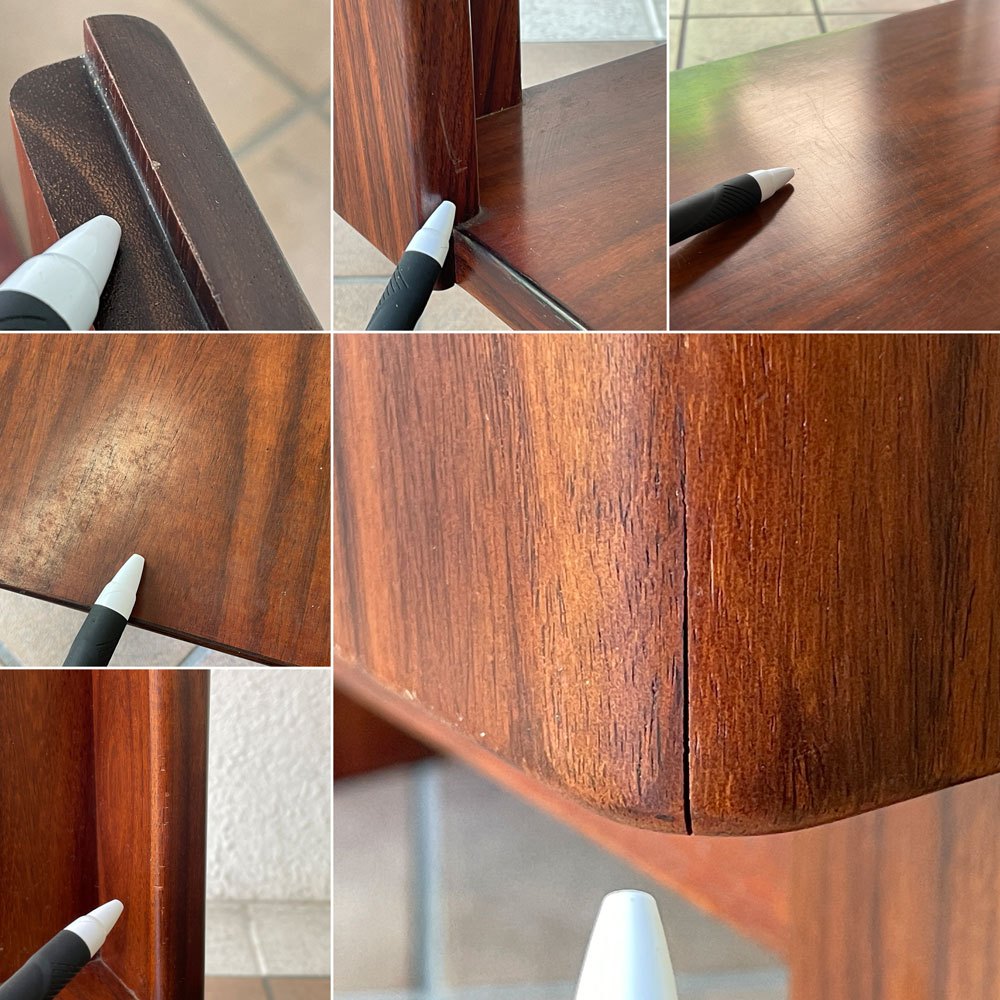ビンテージ Vintage ローズウッド rosewood ガラス センターテーブル ローテーブル スクエア W55cm モダンデザイン ◇