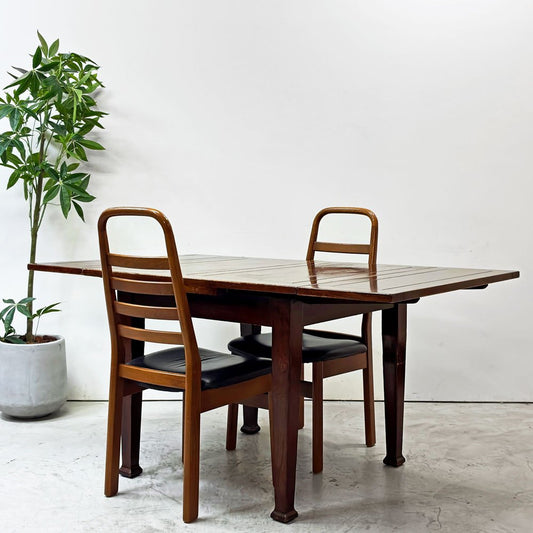 UKビンテージ UK vintage オーク材 ドローリーフテーブル 4本脚 伸長 EXテーブル 英国家具 アンティーク ●