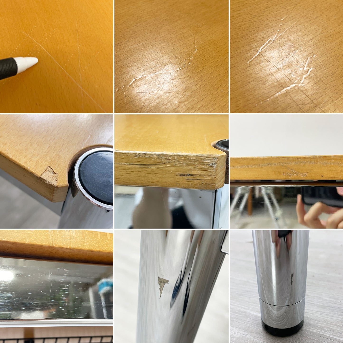 USMハラー USM Haller モジュラーファニチャー USMハラーテーブル ダイニングテーブル W150cm ビーチ材天板 スクエア天板 高さ調整機能付 高さ調整リング ワイヤーバスケットモダンデザイン ●