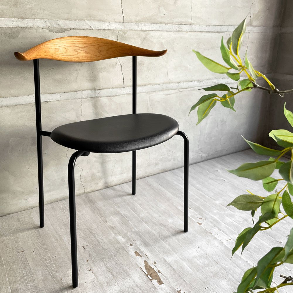 カールハンセン&サン Carl Hansen & Son CH88P ダイニングチェア オーク材 本革 ブラックレザー ハンス・J・ウェグナー デンマーク 北欧家具 美品 ♪