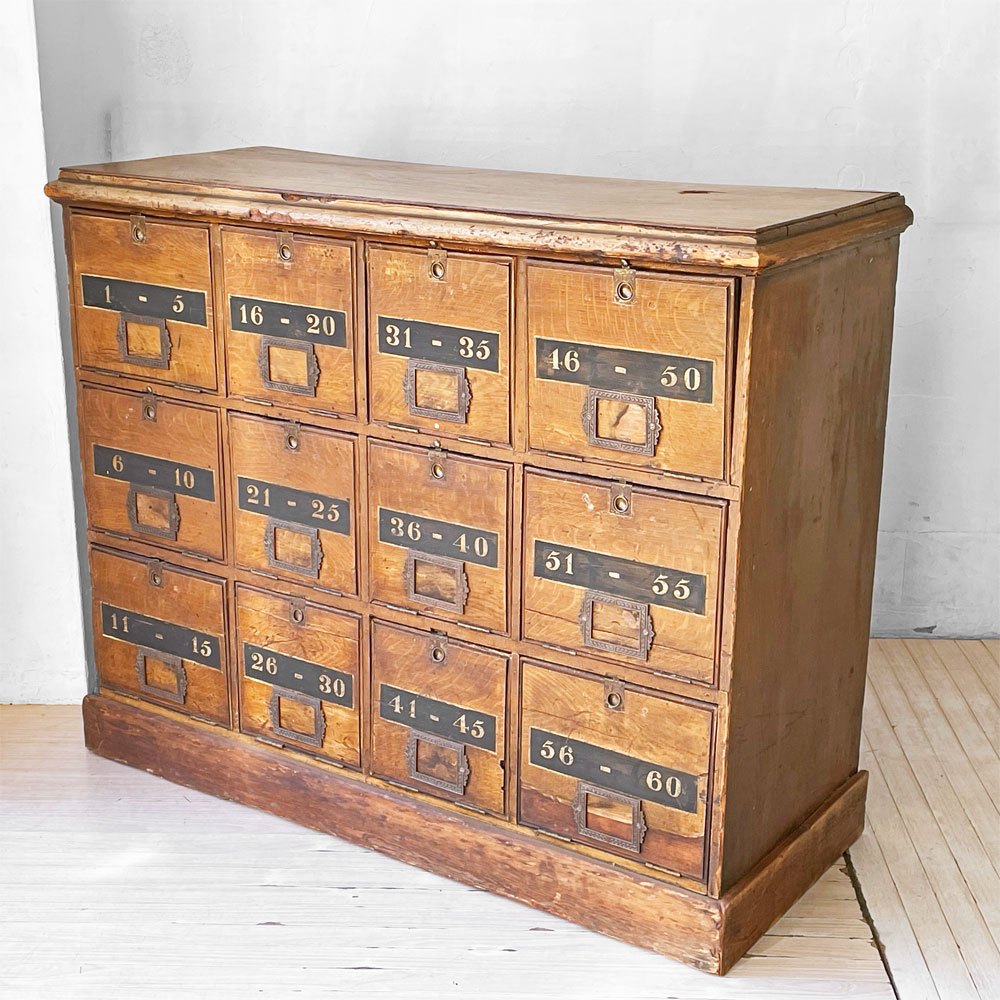 フランスアンティークファイリングシェルフ木製キャビネット書類整理棚