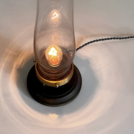 vickey'72 ワイヤードランタン wired lantern 02 テーブルランプ ランタン 照明 ビンテージガラスホヤ 真鍮 木材 H24.5cm 中嶋和也 現代作家 ■