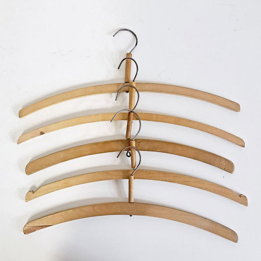 北欧ビンテージ Scandinabian Vintage 木製ハンガー 10本セット 1950〜70年代 木味 レトロ 古道具 C ●