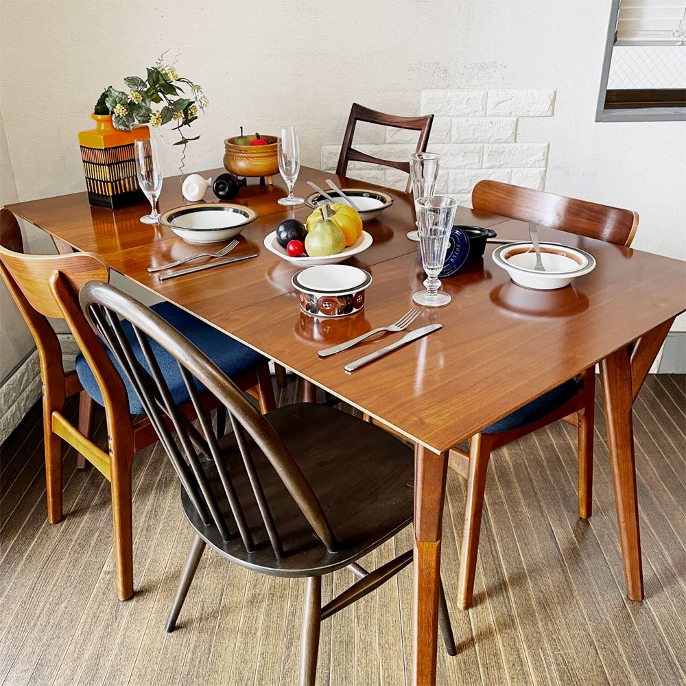 ウエストエルム West Elm クラシックカフェ Classic Cafe ダイニングチェア ファブリックシート ブルー系 ラバーウッド材 参考定価¥24,500- A ◎