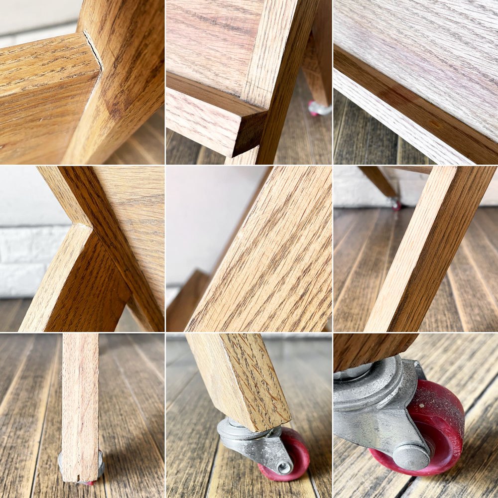 ライフファニチャー LIFE FURNITURE オークサイドテーブル BI OAK SIDE TABLE ブックラック&キャスター付 W45.5cm 定価¥22,000- ◎