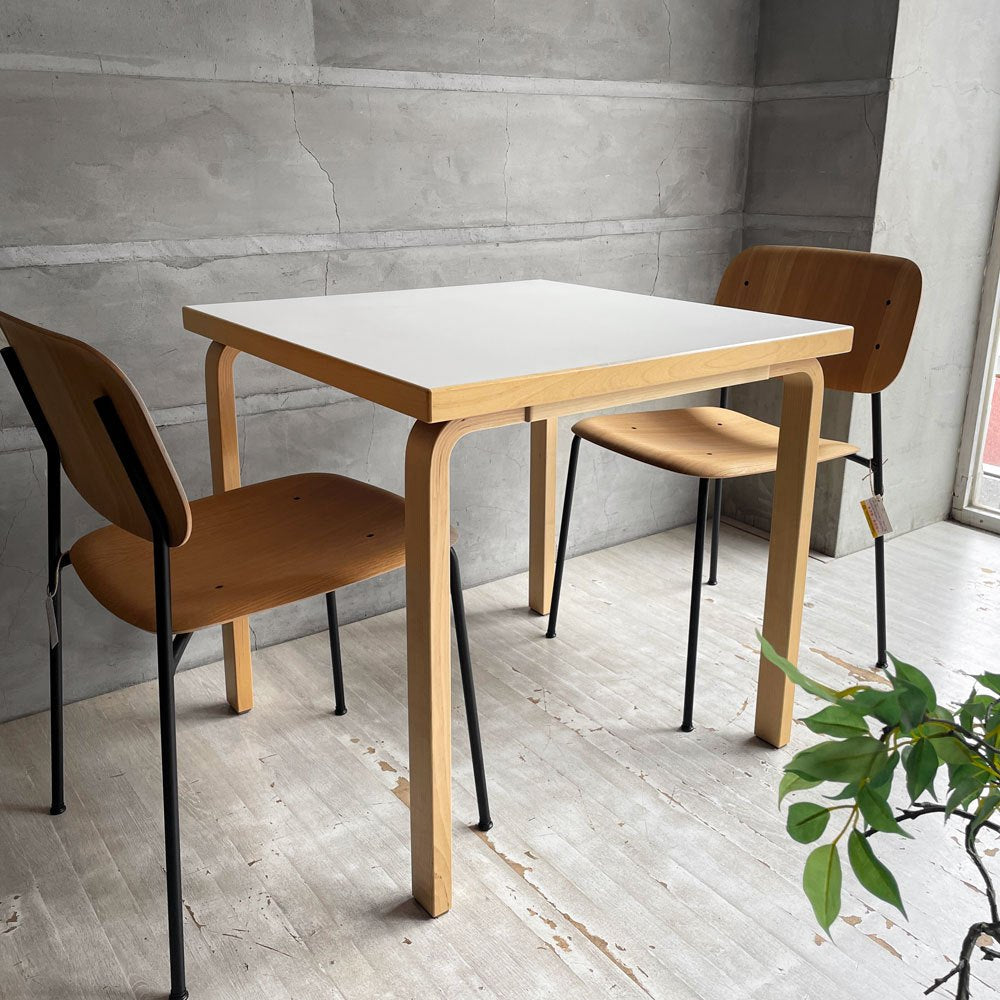アルテック artek ダイニングテーブル 81C ホワイトラミネート バーチ材 スクエア アルヴァ・アアルト 定価¥150,700- ♪