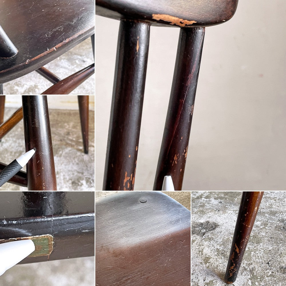 アーコール Ercol ゴールドスミス ダイニングチェア コロニアル ハイバック エルム材 ダークブラウン UKビンテージ 英国 ■