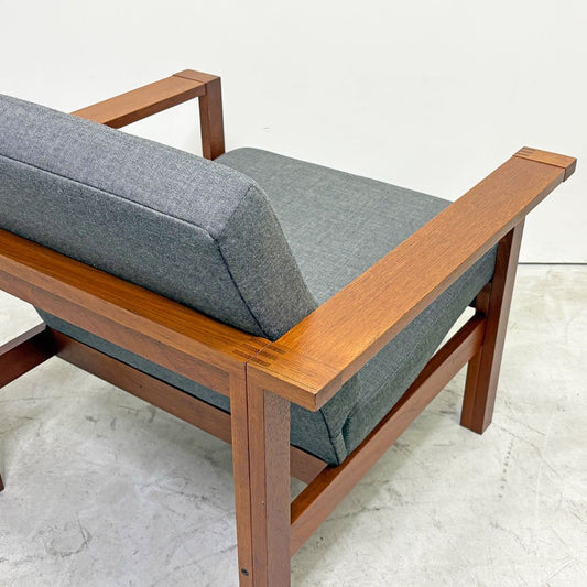 フランス&サン France & Søn モジュラインソファ Moduline Sofa ラウンジチェア 1Pソファ チーク材 グレーファブリック デンマークビンテージ ●